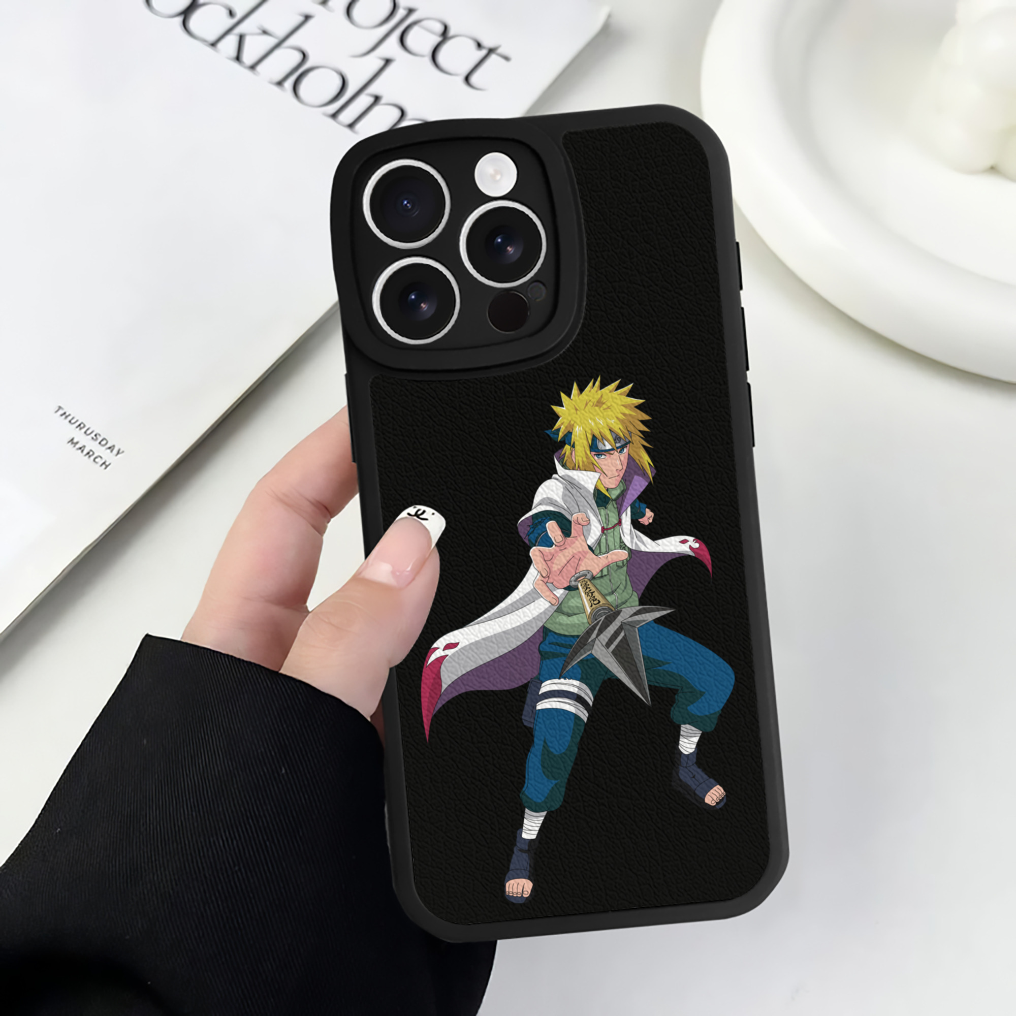 （画像用） NARUTO -ナルト- 波風 ミナト Namikaze Minato 【iPhone 16シリーズ対応】シリコンスマホケース（レザー調） 材質：シリコン